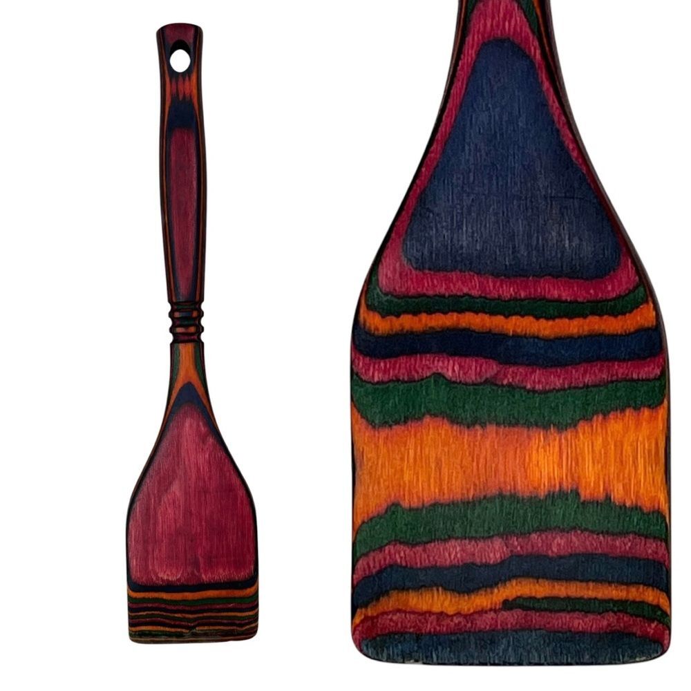 Handcrafted Wooden Serving Spatula Colorful Single Utensil Salad Server